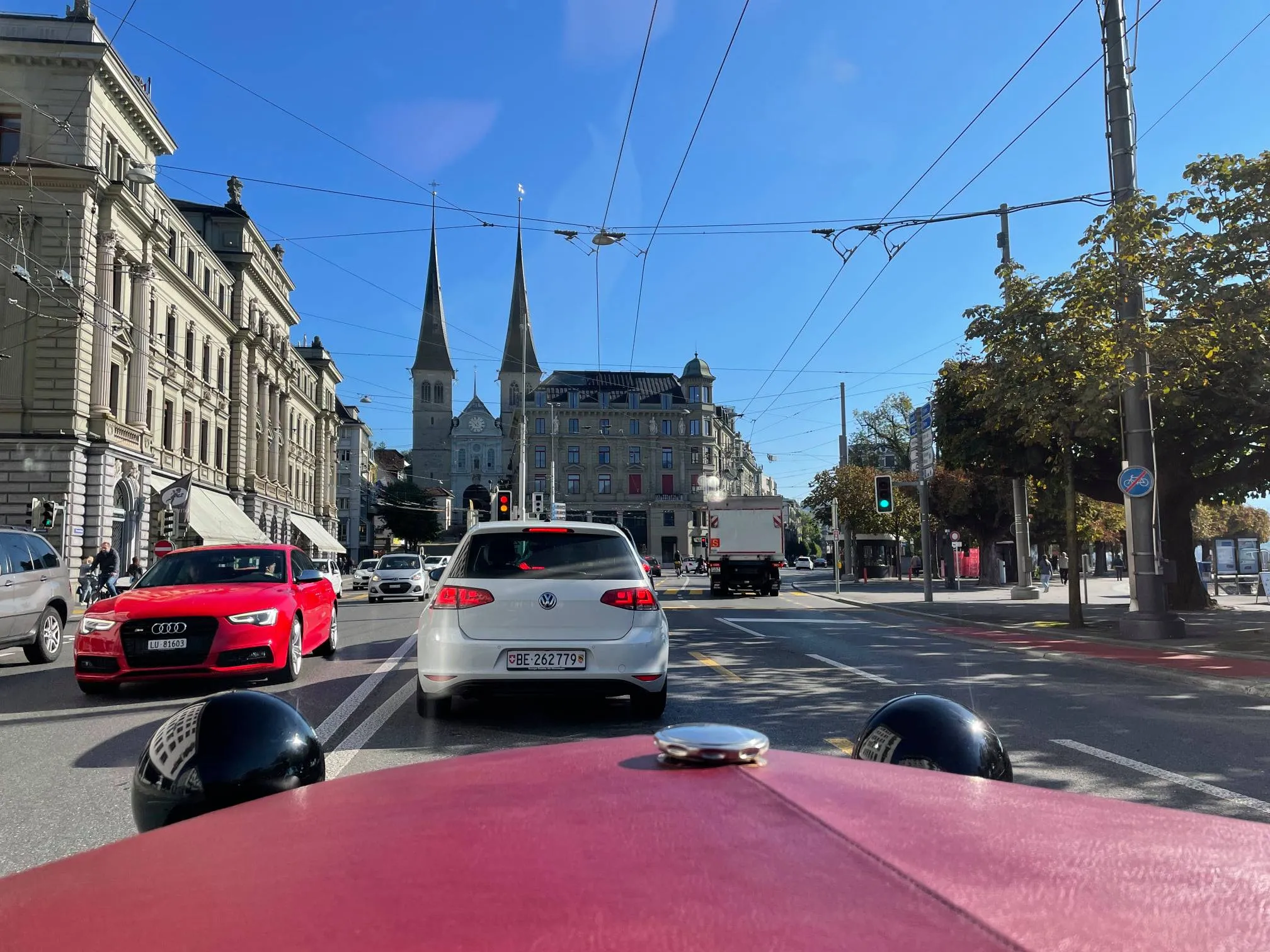 Driving View in City Traffic